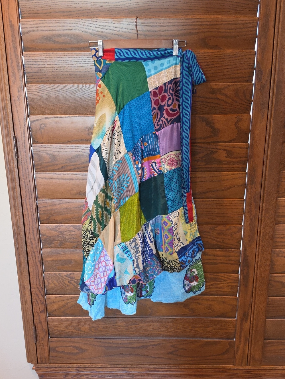 Bohemian Patchwork Maxi Wrap Skirt - Multicolor
